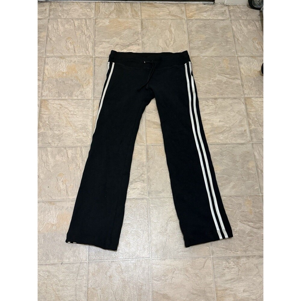 Vintage Y2K Bebe Sport Black Yoga Pants Made in USA Stripe Flare Lounge Women S